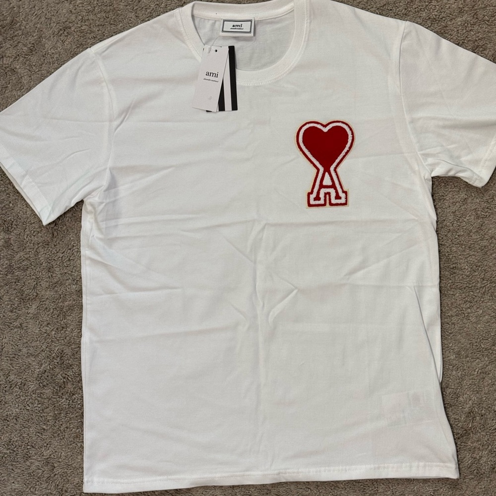 AMI White T-Shirt with Red Logo